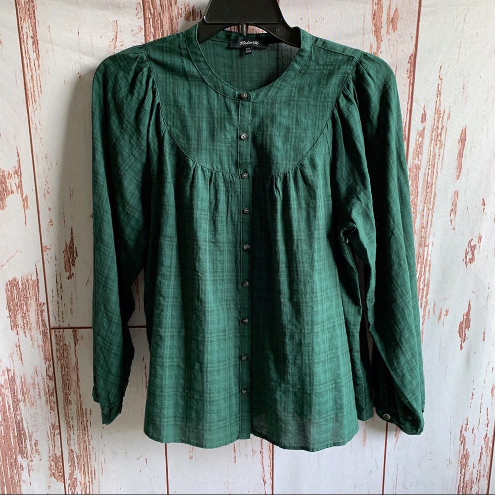 MADEWELL Evergreen Boho Plaid Button Down Top